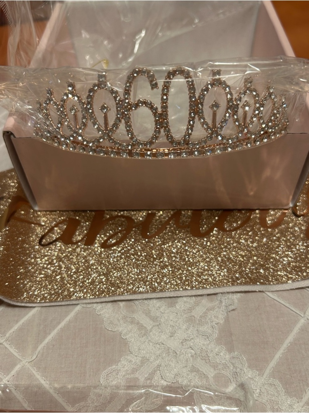 60 & Fabulous Birthday Celebration Sash Crown Candles Cake Topper & Balloon New - Picture 4 of 11